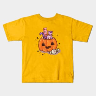 Halloween pumpkin with candies Kids T-Shirt